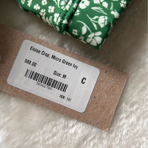 NWT Albion Fit Micro Green Floral Square Neck Puff Sleeve Bikini Top - Picture 4 of 4